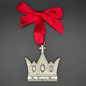 TBN Trinity Broadcasting Network King is Born Crown Christmas Ornament Silver